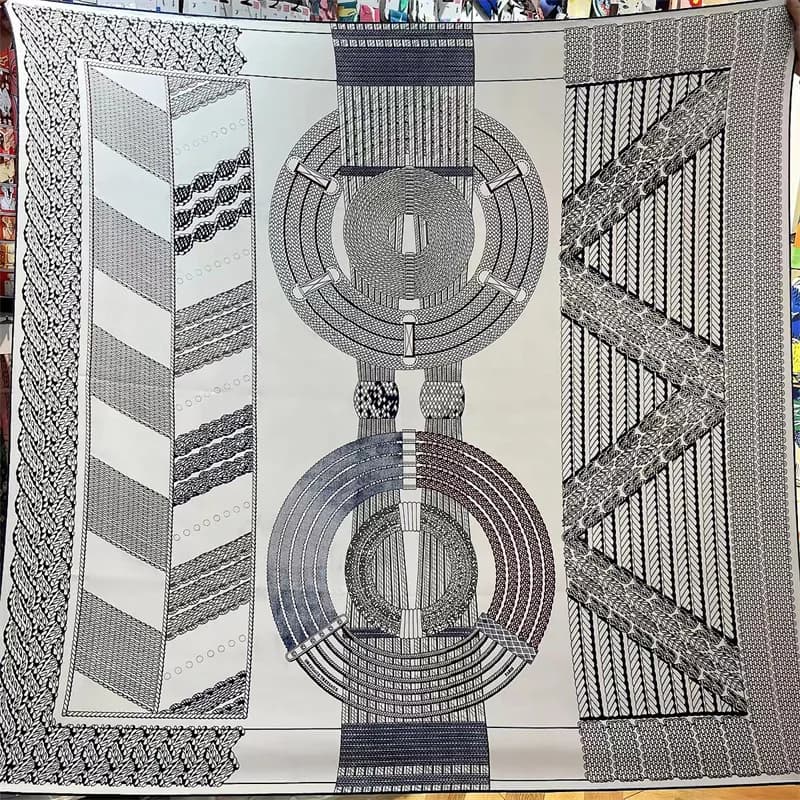 135CM foulard en cachemire de soie femmes châles roulés à la main rayures géométriques foulards carr