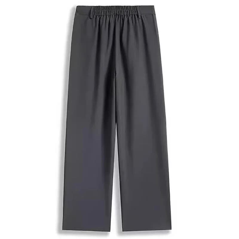 Pantalon de Costume Homme Taille Haute Printemps-Été, Coupe Droite Ample et Décontractée, Jambe Larg