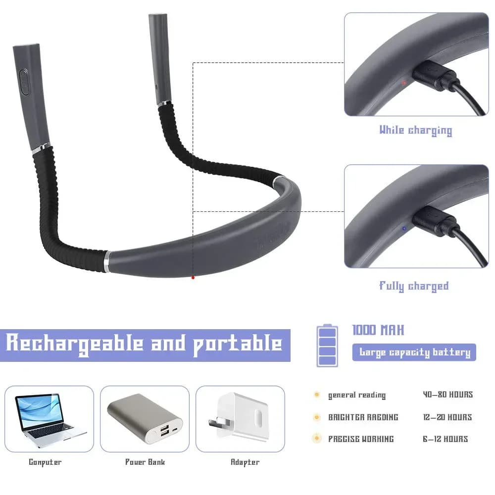 Lampe de lecture au cou nouveauté lumières de cou flexibles lampe de livre mains libres lampe de lec