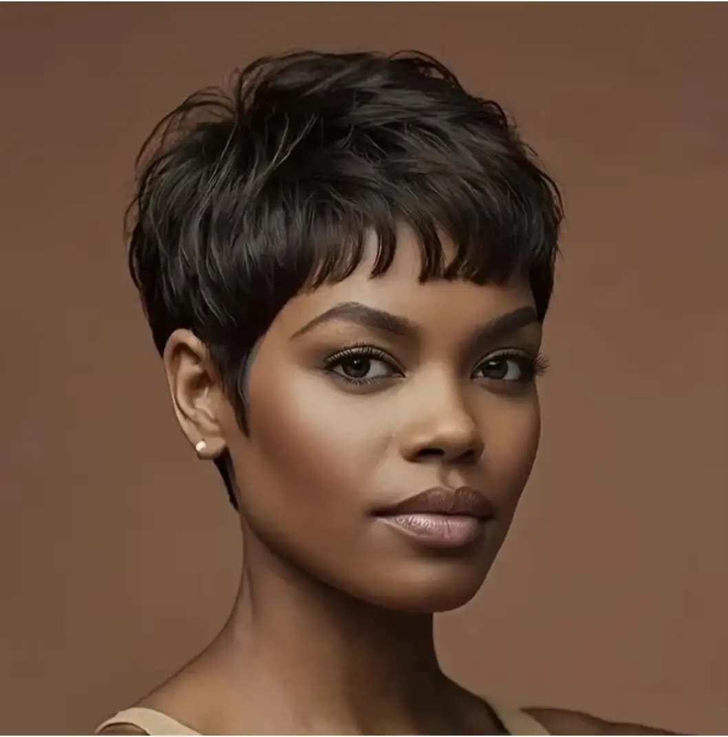 Perruque synthétique courte noire, coupe Pixie pour frange, perruque courte Fak pour femmes, perruqu