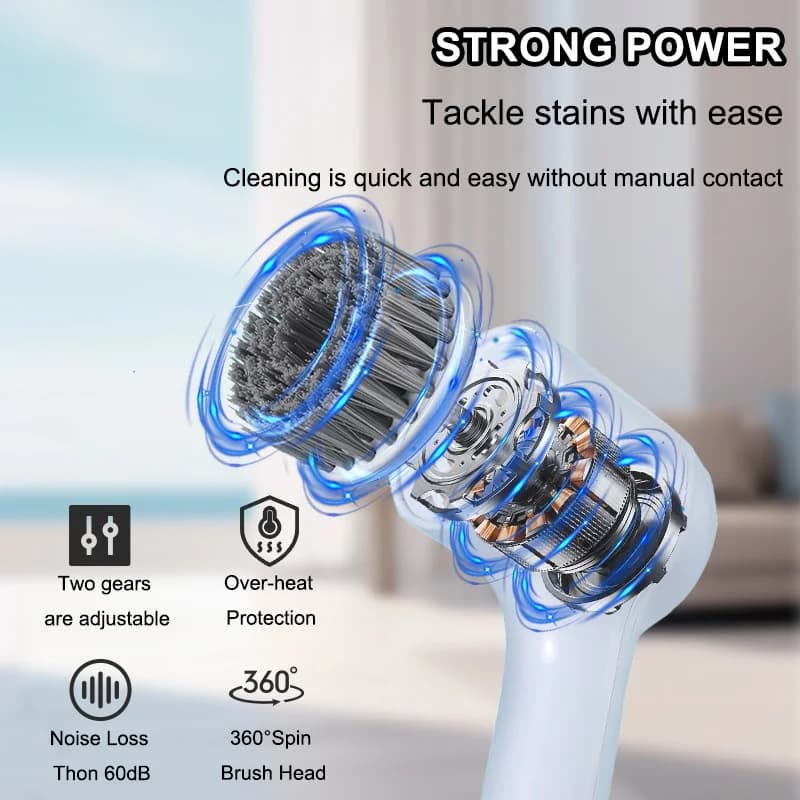 Brosse de nettoyage rotative électrique USB, avec 5 têtes de brosse, brosse de nettoyage électrique,