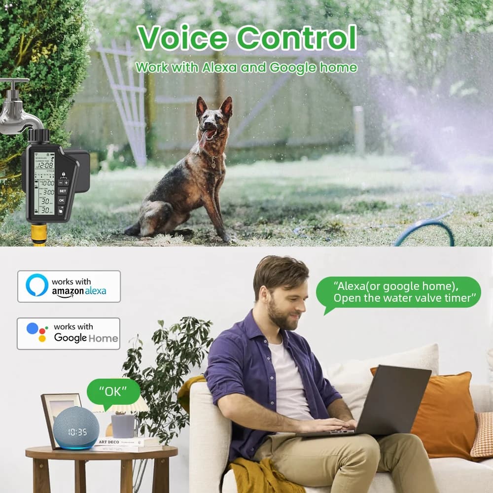 AVATTO Tuya WIFI minuterie d'arrosage de jardin intelligente avec grand écran LCD pour l'irrigation 