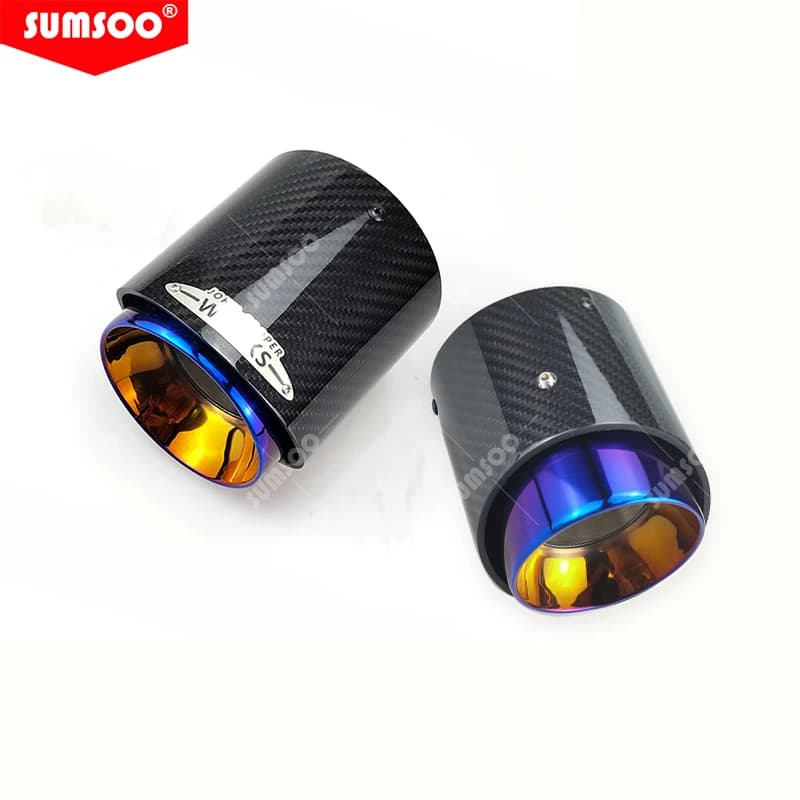 Véritable SUMSOO 1 pièces noir Chrome et fibre de carbone embout de silencieux adapté pour Mini Coop