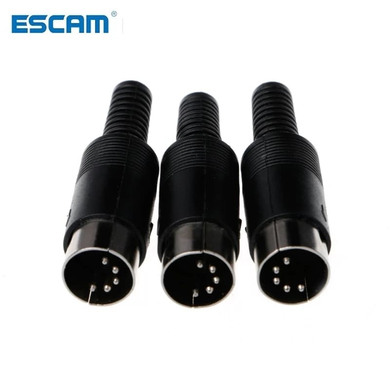 ESCAM – connecteur de câble mâle DIN à 5 broches avec poignée en plastique, 3 pièces