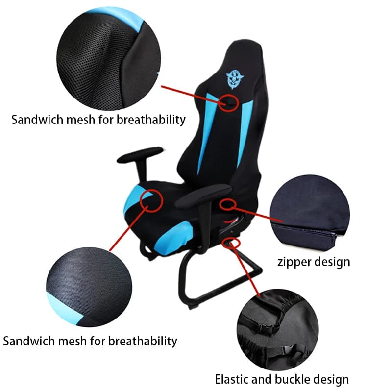 1 ensemble housse de chaise de jeu élastique chaise d'ordinateur dossier accoudoir couverture protec