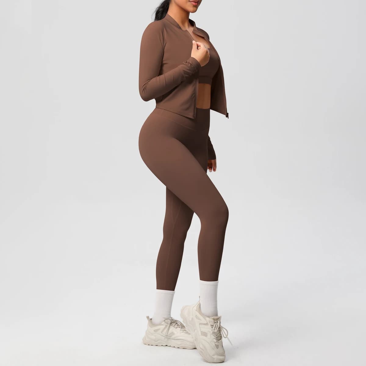 3 pièces vêtements de sport Yoga ensemble gymnastique sport soutien-gorge veste à glissière Leggings