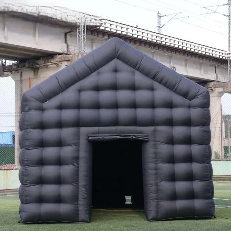 Tente Gonflable de Discothèque Cube, Tente de Soirée Portable avec Éclairage, Pavillon de Fête, Gaze
