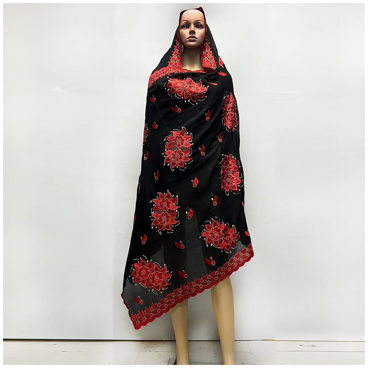Tissu 100% coton de haute qualité, écharpe brodée en fil de coton rayonne pour femmes africaines, Hi