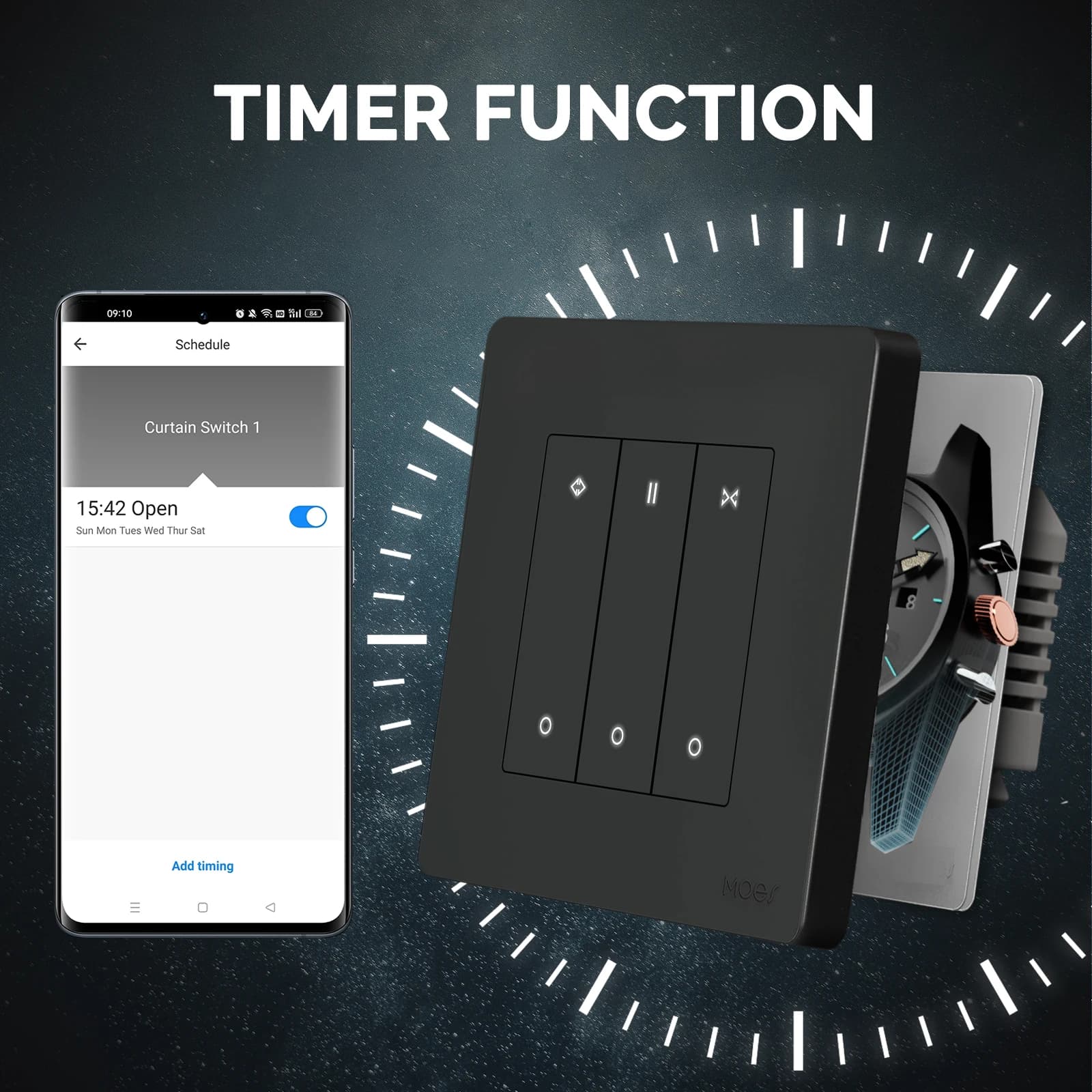 MOES-Joli Intelligent Zigequation pour Rideaux Électriques, Volet Roulant, Moteur de Store, Télécomm