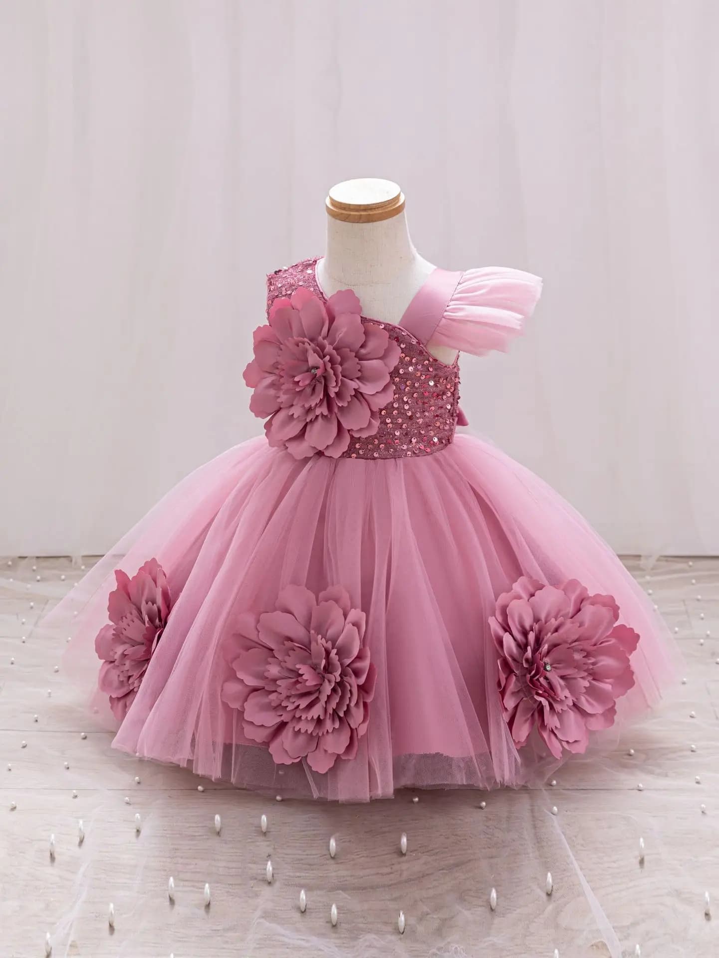 Robe de princesse pour filles de 1 à 5 ans, sans manches, en maille papillon tridimensionnelle, robe