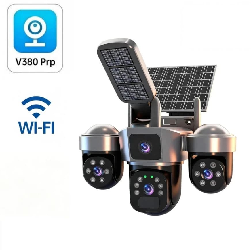 Caméra IP WiFi solaire PTZ extérieure sans fil 4G avec carte SIM, détection humaine PIR, sirène et é
