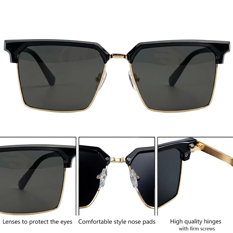 Lunettes de soleil carrées surdimensionnées de luxe 2026 pour hommes, style Y2K punk, design futuris