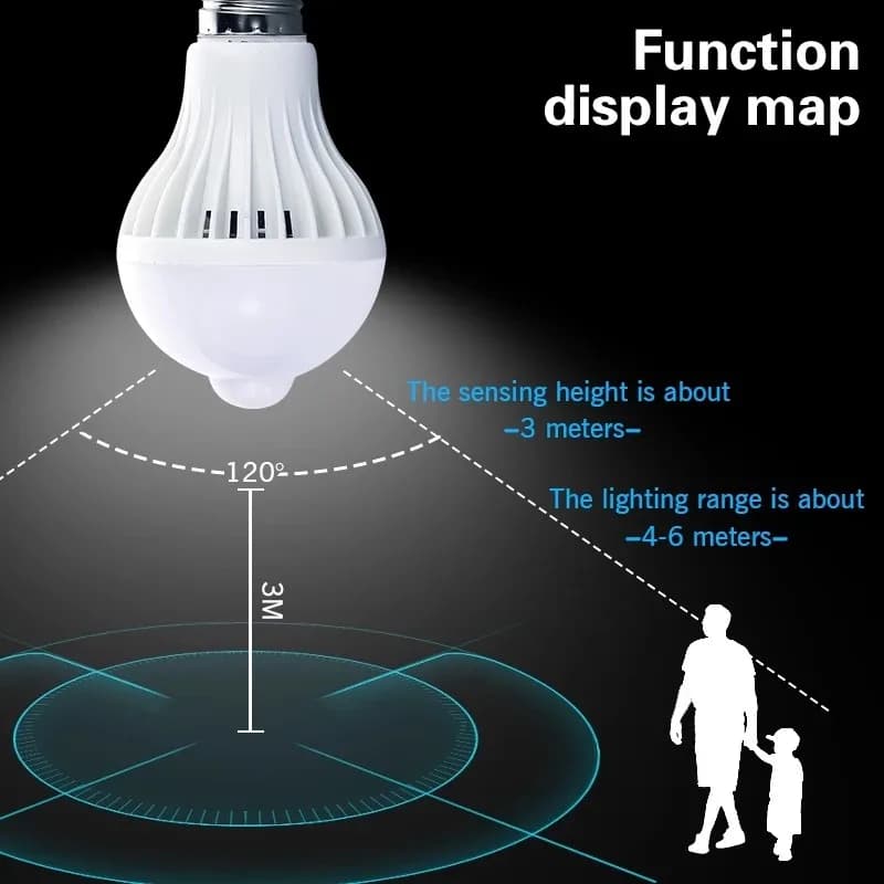 Ampoule LED avec détecteur de mouvement 220V, ampoule LED 3W 5W 7W 9W 12W E27, lampe LED intelligent