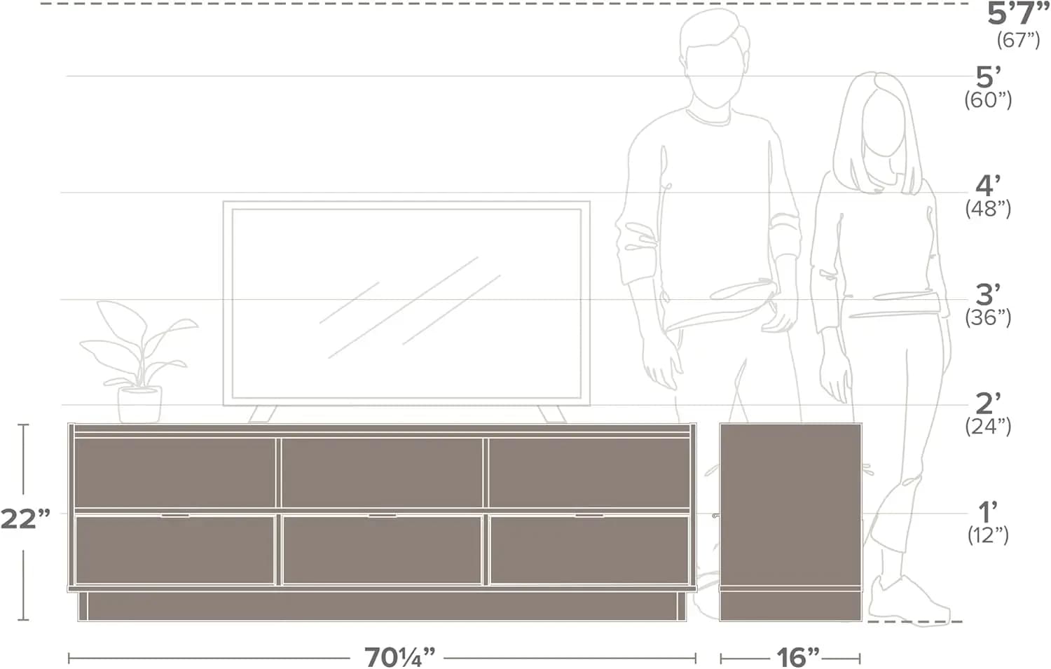 Meuble TV Simply Modern, armoire de rangement en chêne avec étagères, armoire de rangement pour salo