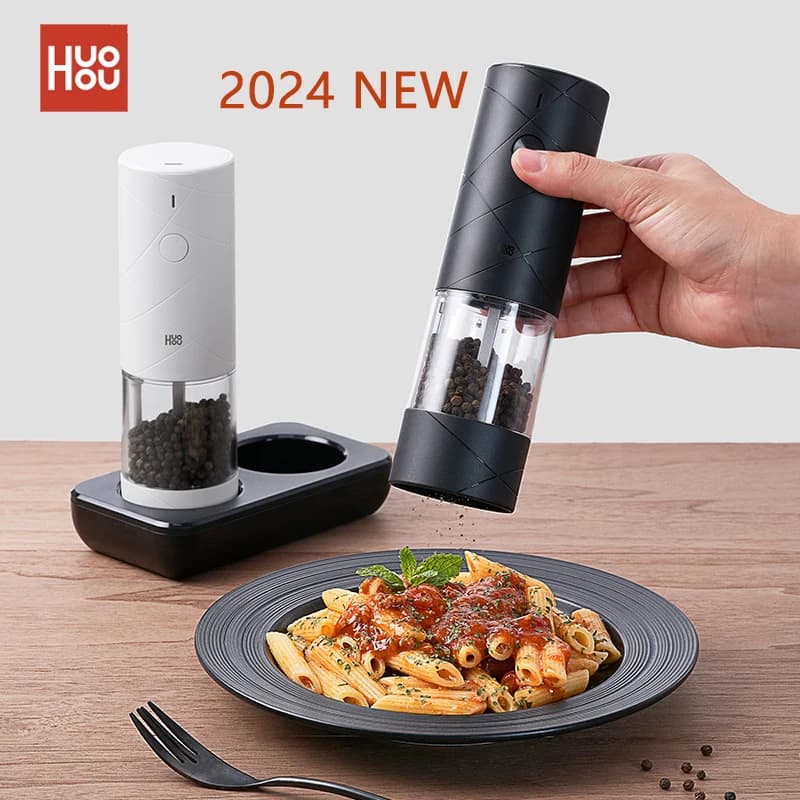 Huohou – broyeur électrique au poivre, assaisonnements, épices, moulin à grains, salière, lumière LE
