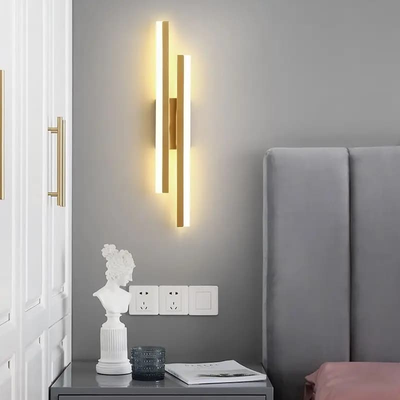 Applique murale LED pour chambre à coucher, appliques murales, tuyau de ligne de cuivre, abat-jour e