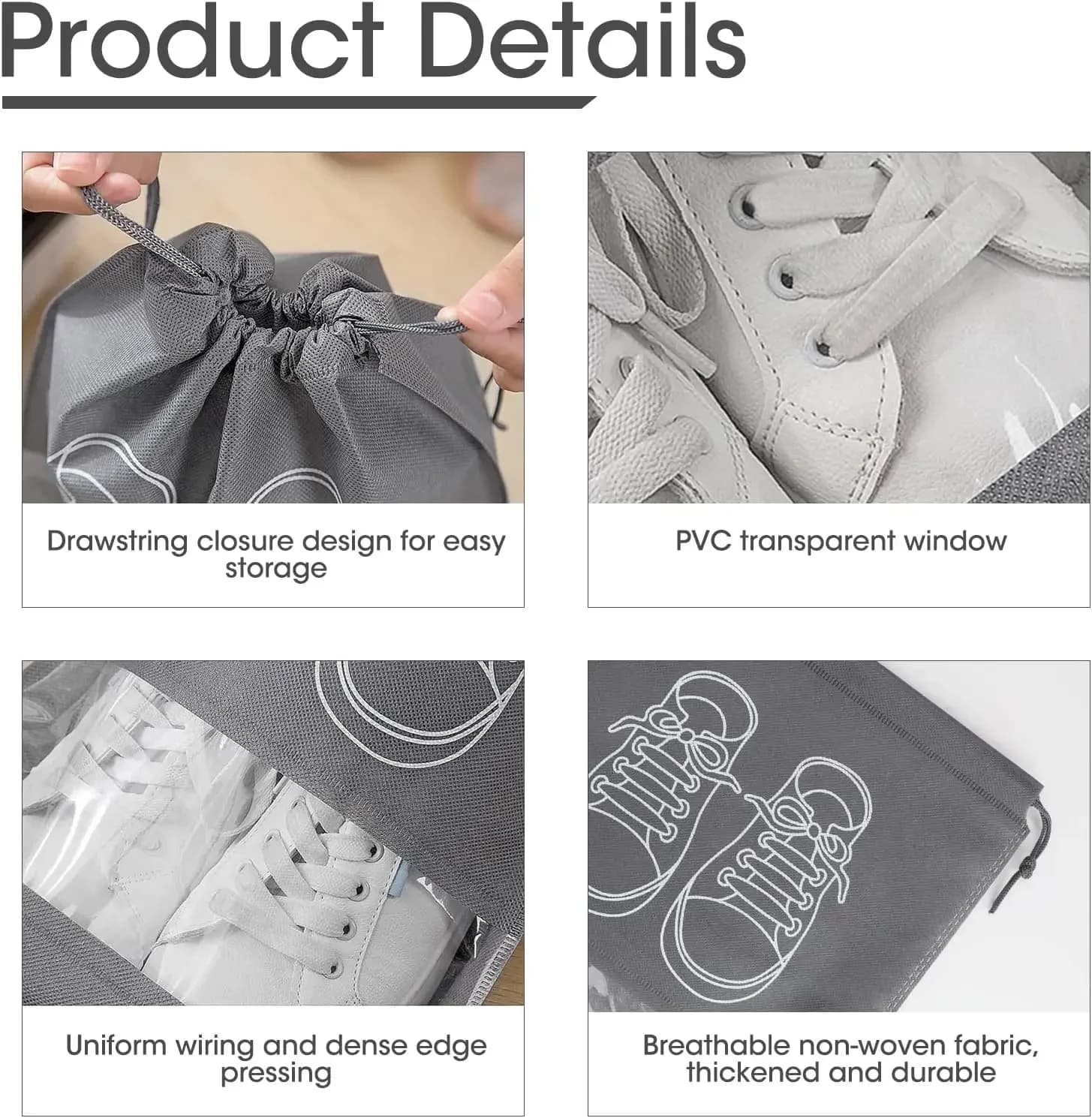 Sacs de rangement pour chaussures, 5/10 pièces, sacs anti-poussière pour chaussures Non tissés, sac 