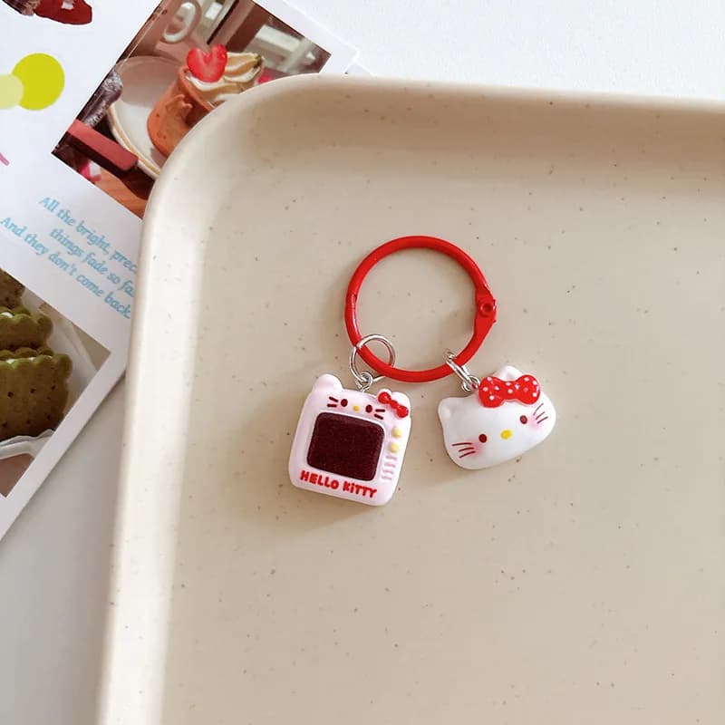 Porte-clés chat rose, pendentif de dessin animé, cœur de fille, décoration de sac de chat mignon, ac