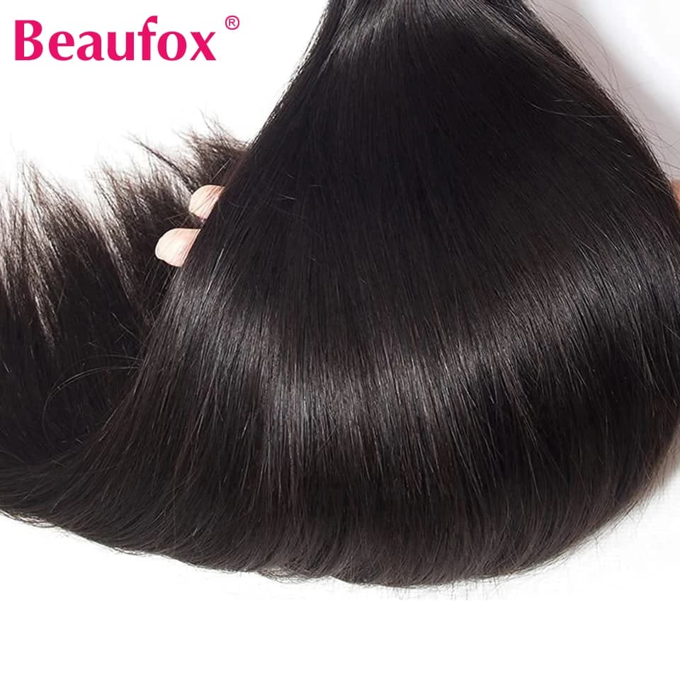 Beautorch-Mèches Péruviennes Naturelles avec Closure, Cheveux Vierges Lisses, Extensions de Cheveux 