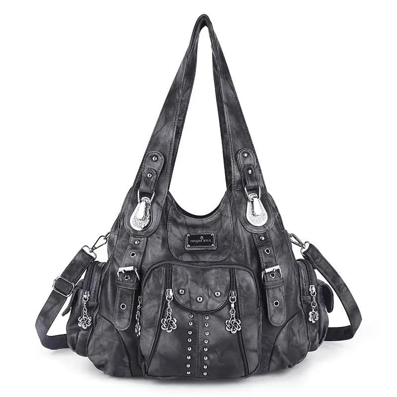 Sac vintage pour femmes, sacs à main tendance en cuir PU, sacs à bandoulière, sacs fourre-tout grand