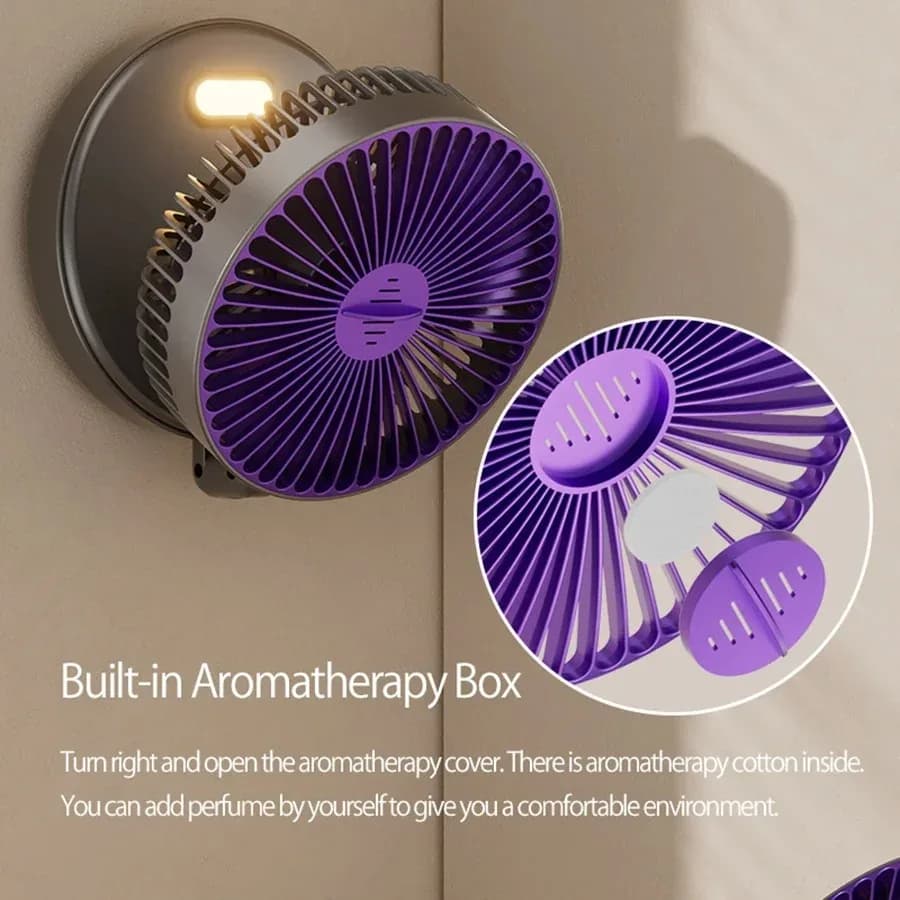Ventilateur de bureau pliable Mini ventilateur mural avec veilleuse chaude Rechargeable 4 vitesses v