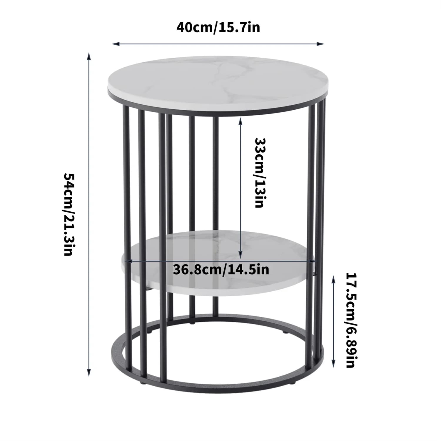 Table d'appoint ronde en pierre frittée à 2 niveaux, côté canapé blanc, petite table basse avec cadr