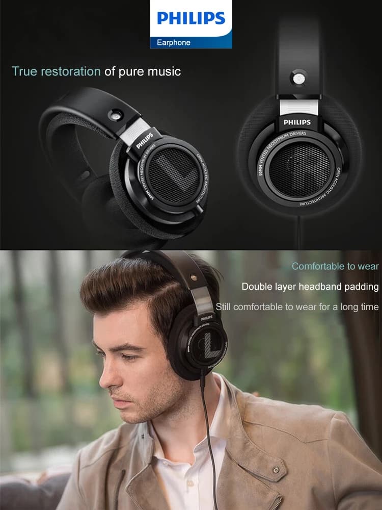 Philips SHP9500 casque filaire HiFi stéréo musique écouteur 3.5mm 6.3mm Interface ordinateur portabl