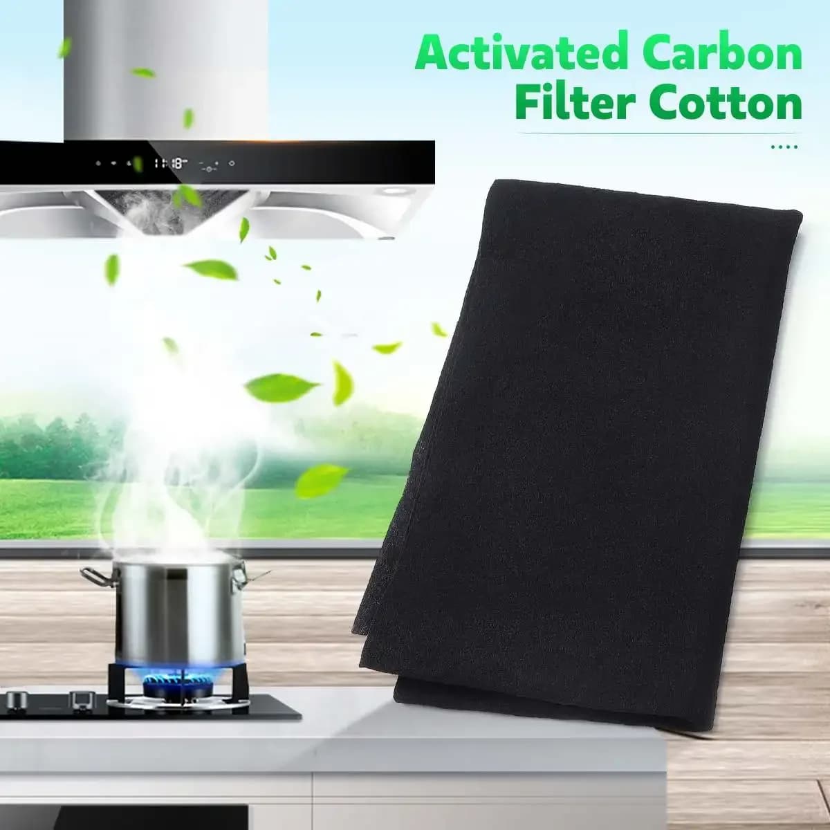 Extracteur de hotte de cuisine noire, filtre à charbon actif en coton pour ventilateur d'échappement