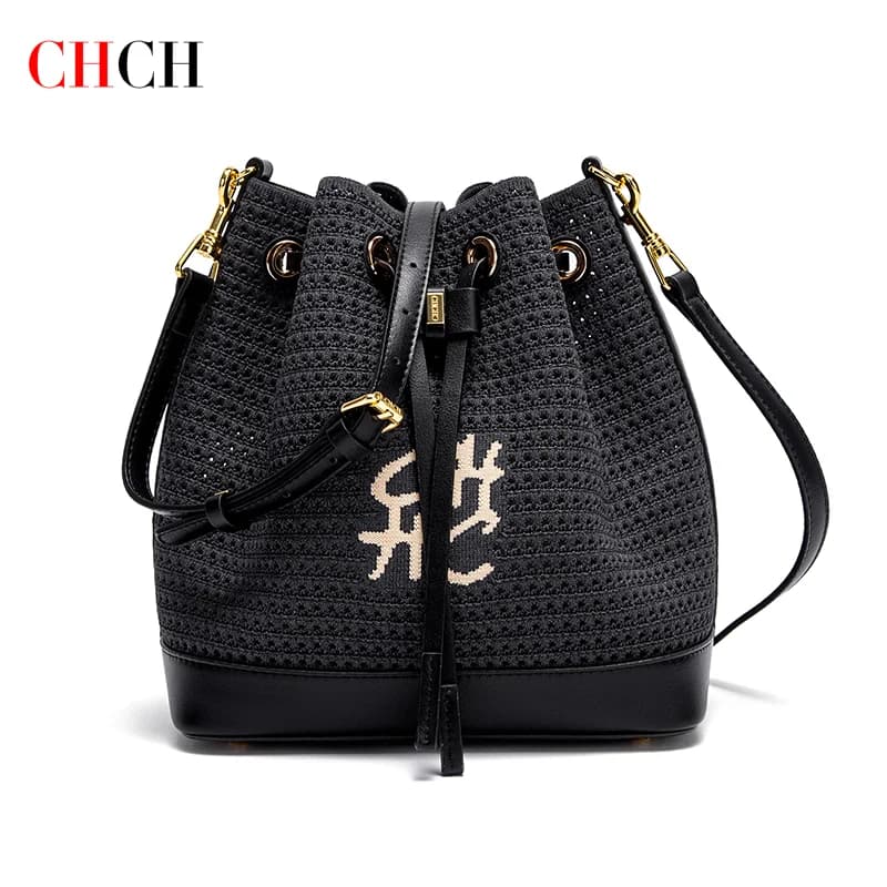 CHCH sac seau femme printemps nouveau tissu épissage conception sac à main Style vacances sac à band