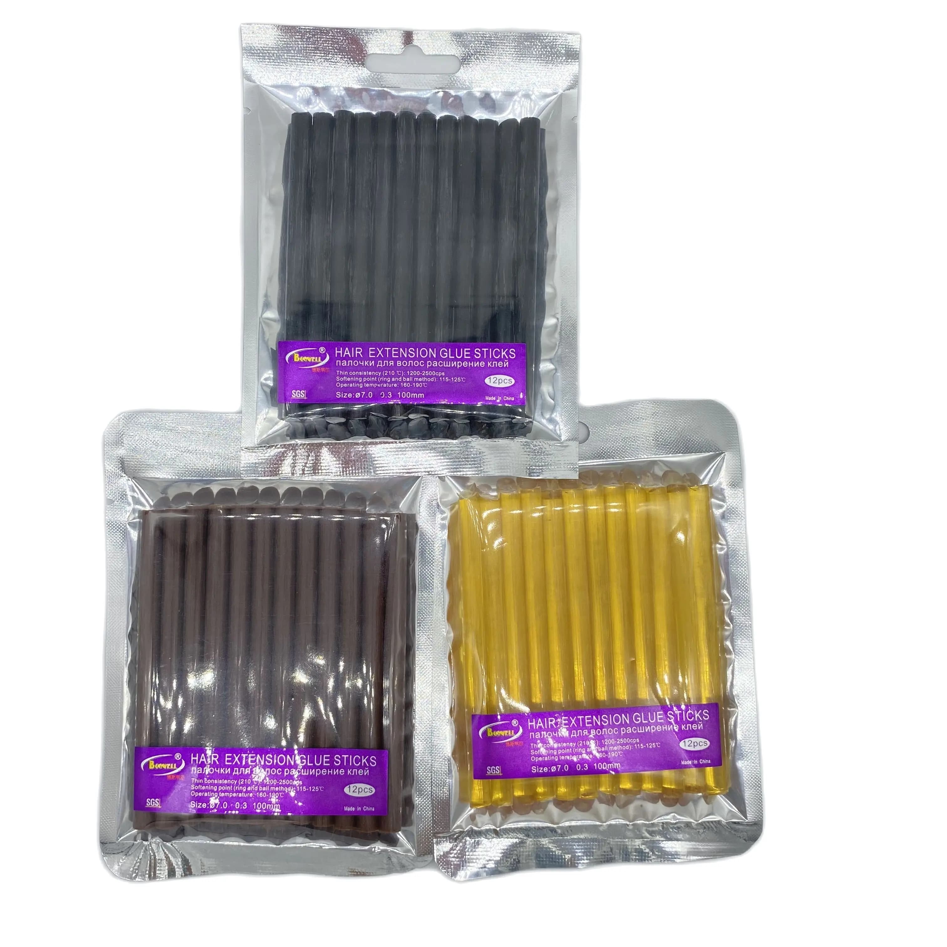 24 PCS/Lot bâtons de colle d'extension de cheveux jaunes bâton de colle thermofusible pour extension