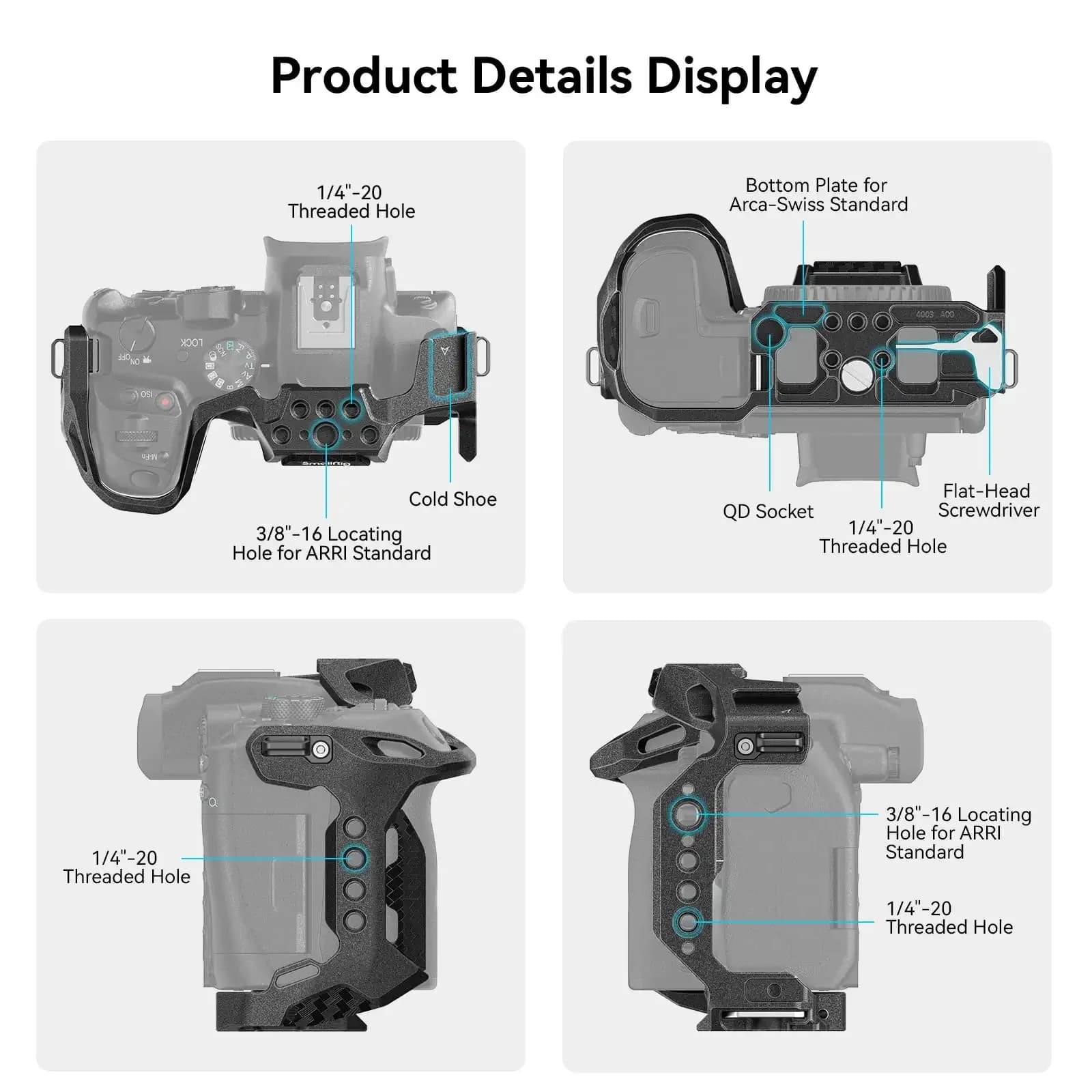SmallRig – Cage de caméra pour Canon EOS R7 R10, avec support de plaque à dégagement rapide arca-swi