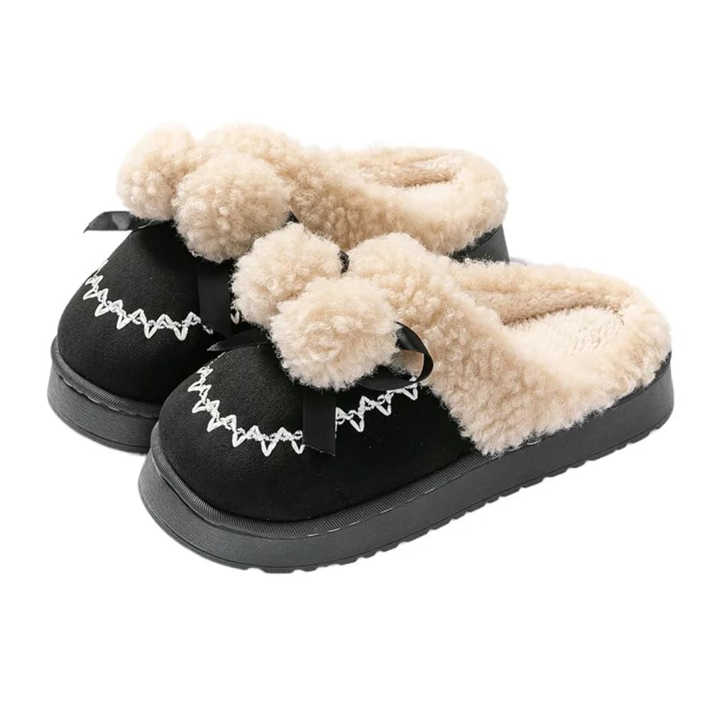 Pantoufles confortables antidérapantes en coton et peluche, semelles épaisses, flexibles, chaudes, c