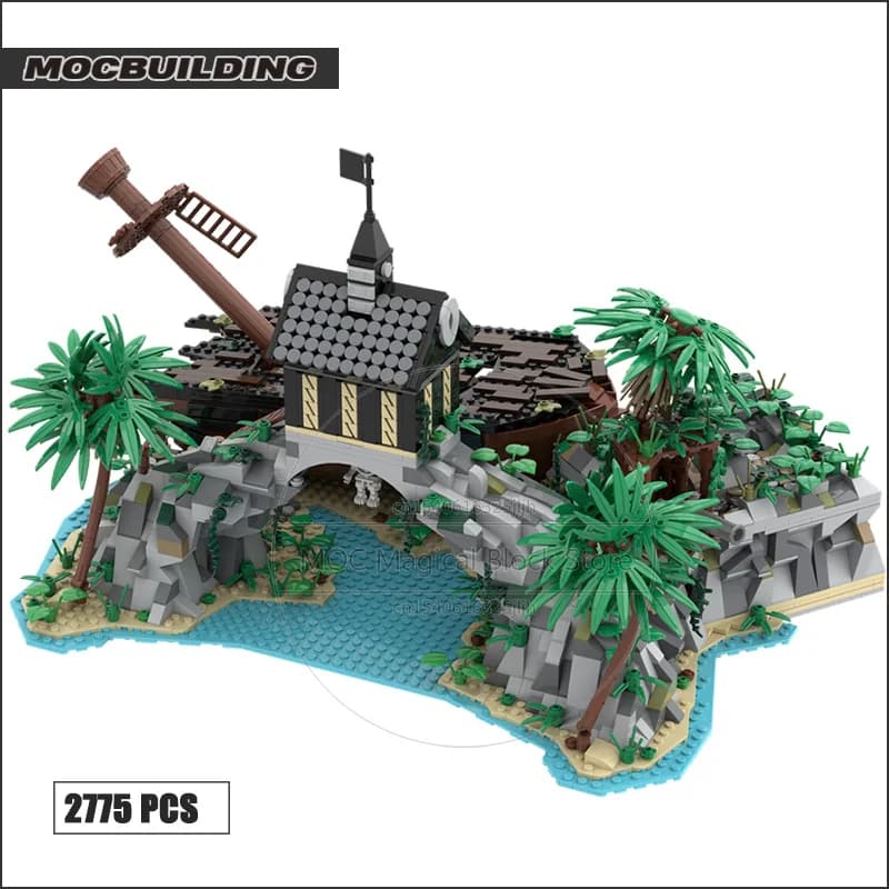 Blocs de construction Moc Island Beach, briques technologiques d'architecture de film Rock, modèle d