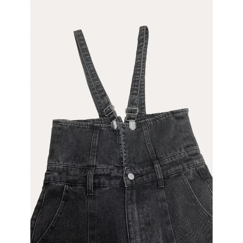 Combinaison décontractée vintage Y2K pour femme, en jean non extensible, taille haute, jambe large, 