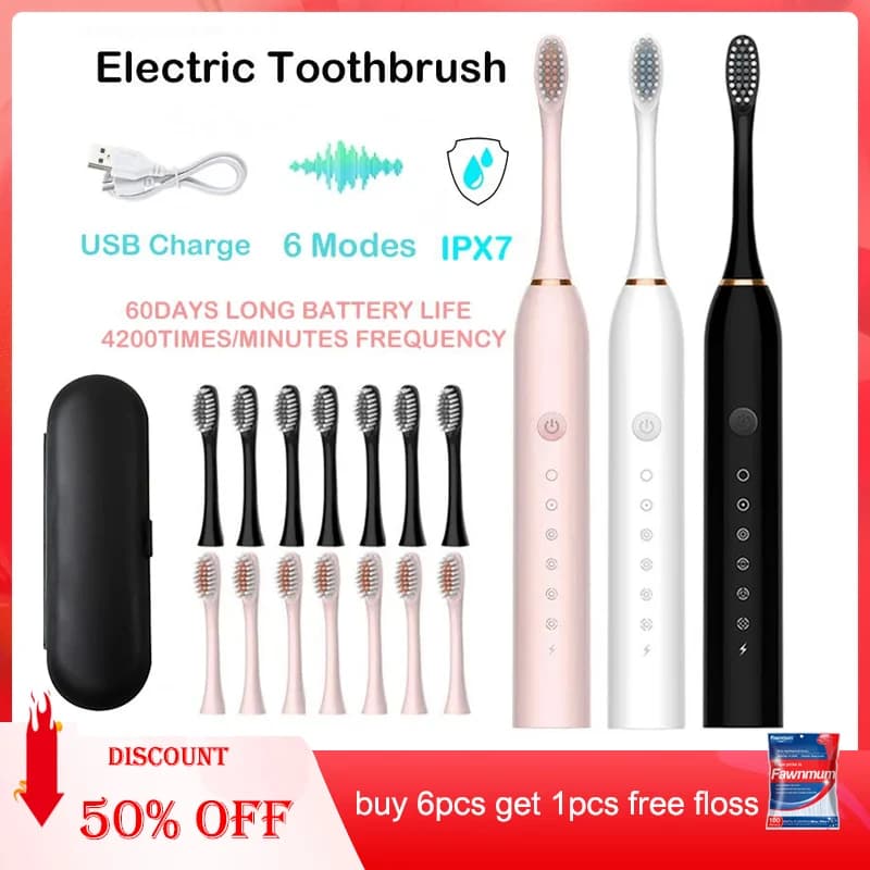 Brosse à dents électrique sonique pour adulte, synchronisation intelligente, nettoyage des dents, bl