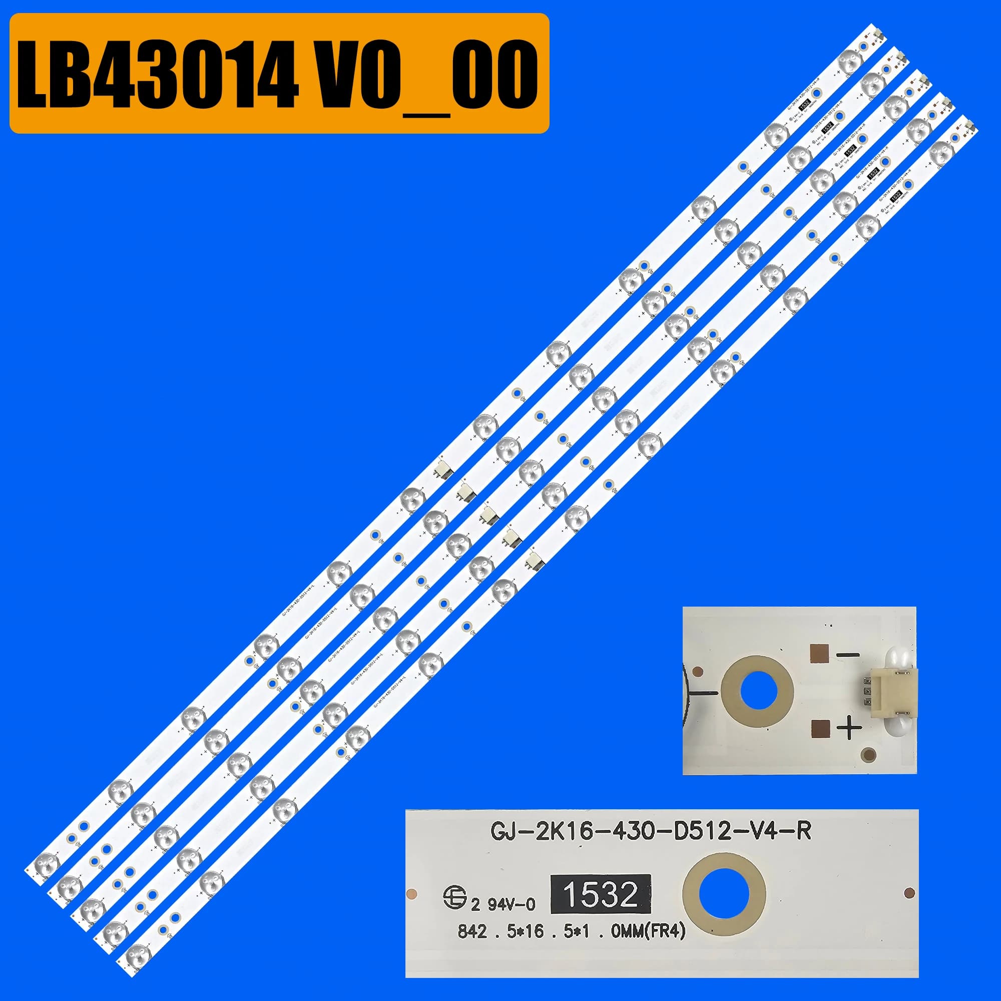 Bande de rétro-éclairage LED pour 43PUS6401/60 43PUT6101 43PUS6551 LB43014 V0_00 43PUS6501 43PUS6101