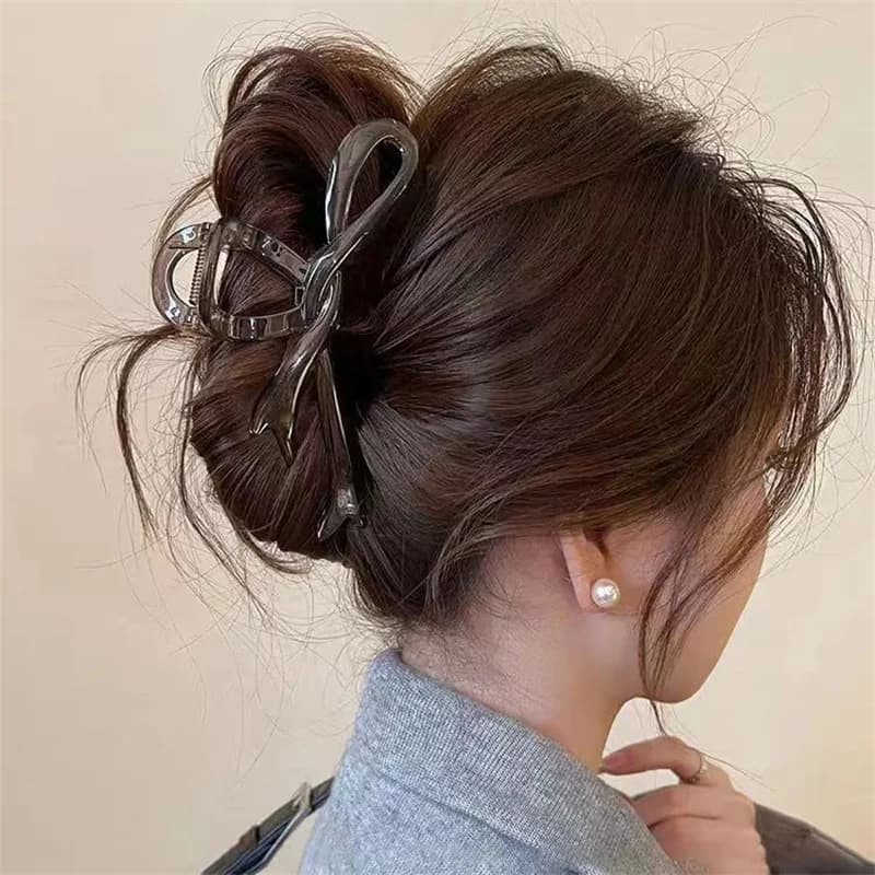 Pinces à cheveux avec nœud en ruban acrylique de 13cm, pinces à cheveux en forme de crabe, Barrettes