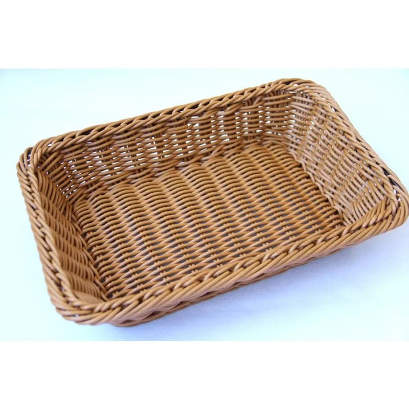 Panier en osier Imitation rotin tissé à la main, boîte de rangement rectangulaire, panier à pain pou