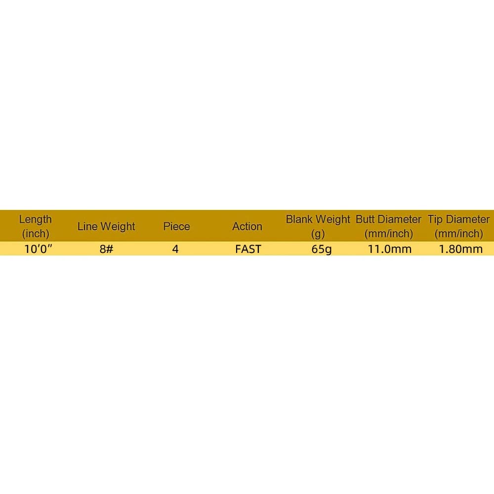 IM12 10'8 ''3wt 4 pièces et 10'0' 8wt 4 pièces canne à pêche en carbone Transparent noir blanc Actio