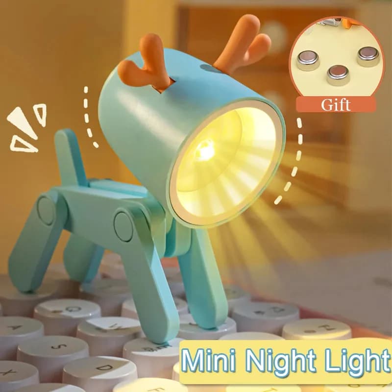 Mini veilleuses Led pliante lampe de bureau dessin animé mignon chien de compagnie cerf forme veille