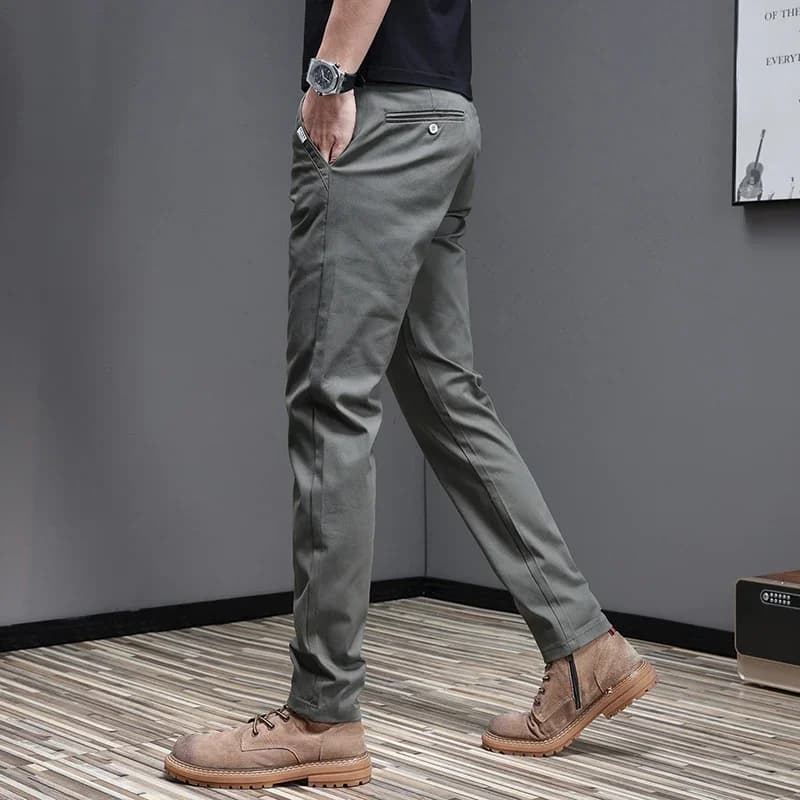 Pantalon décontracté pour homme, 2024 coton, mode coréenne, coupe slim, gris, noir, fjingent, printe