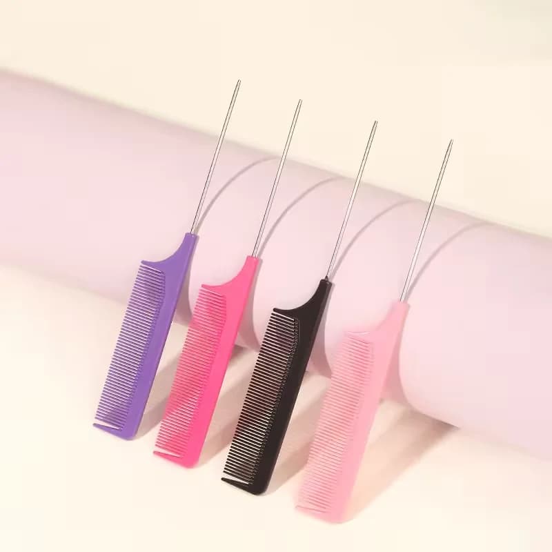 Peignes à queue professionnels en acier inoxydable pour salon de coiffure, outils de coiffage à dent