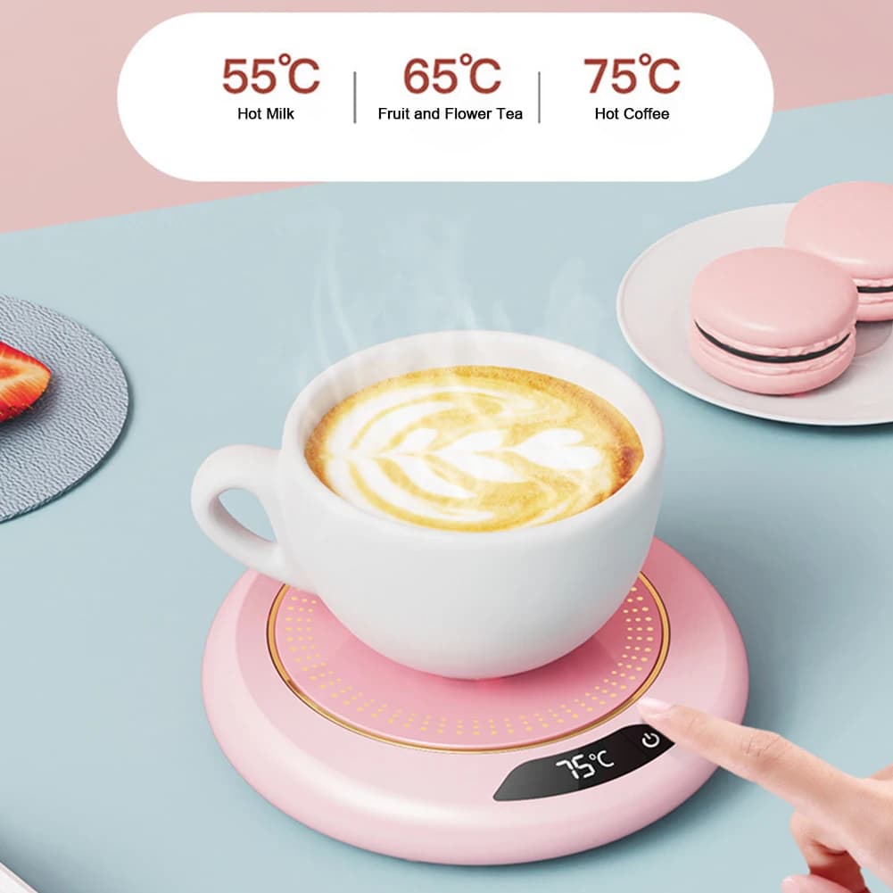 Chauffe-tasse thermostatique USB, tasse à café, sous-verre chauffant, 3 réglages de température, pla