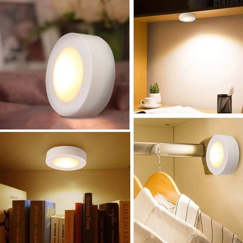 Puck lumineux LED sans fil sous-meuble, avec télécommande, lampe de nuit à intensité variable, alime