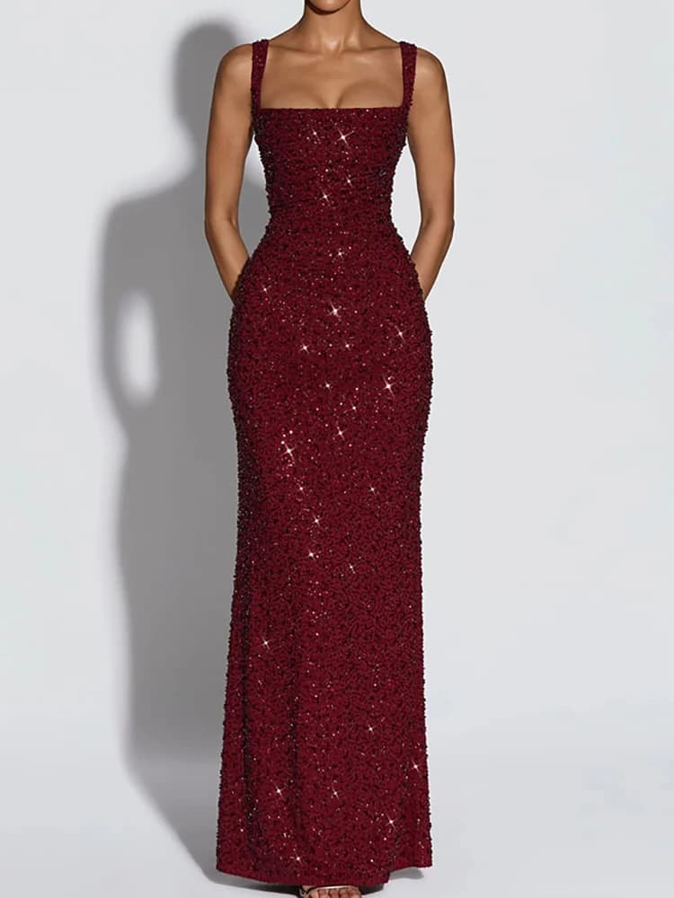 Nouvelle Robe Longue de Soirée Élégante pour Femme, Sans Manches, Coupe Ajustée, Sexy, Dos Nu, Print