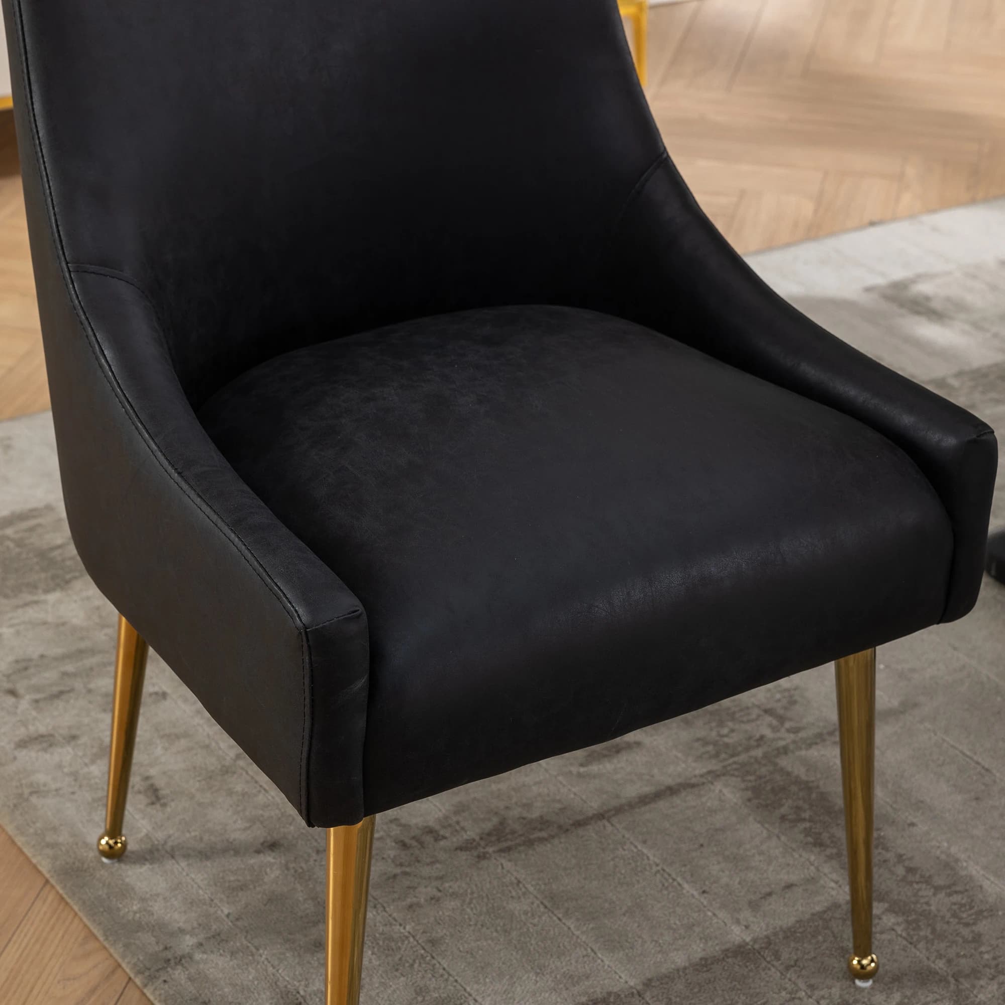 SEYNAR-Ensemble de 2 chaises de salle à manger ou coiffeuse en cuir PU Glam, avec poignée arrière