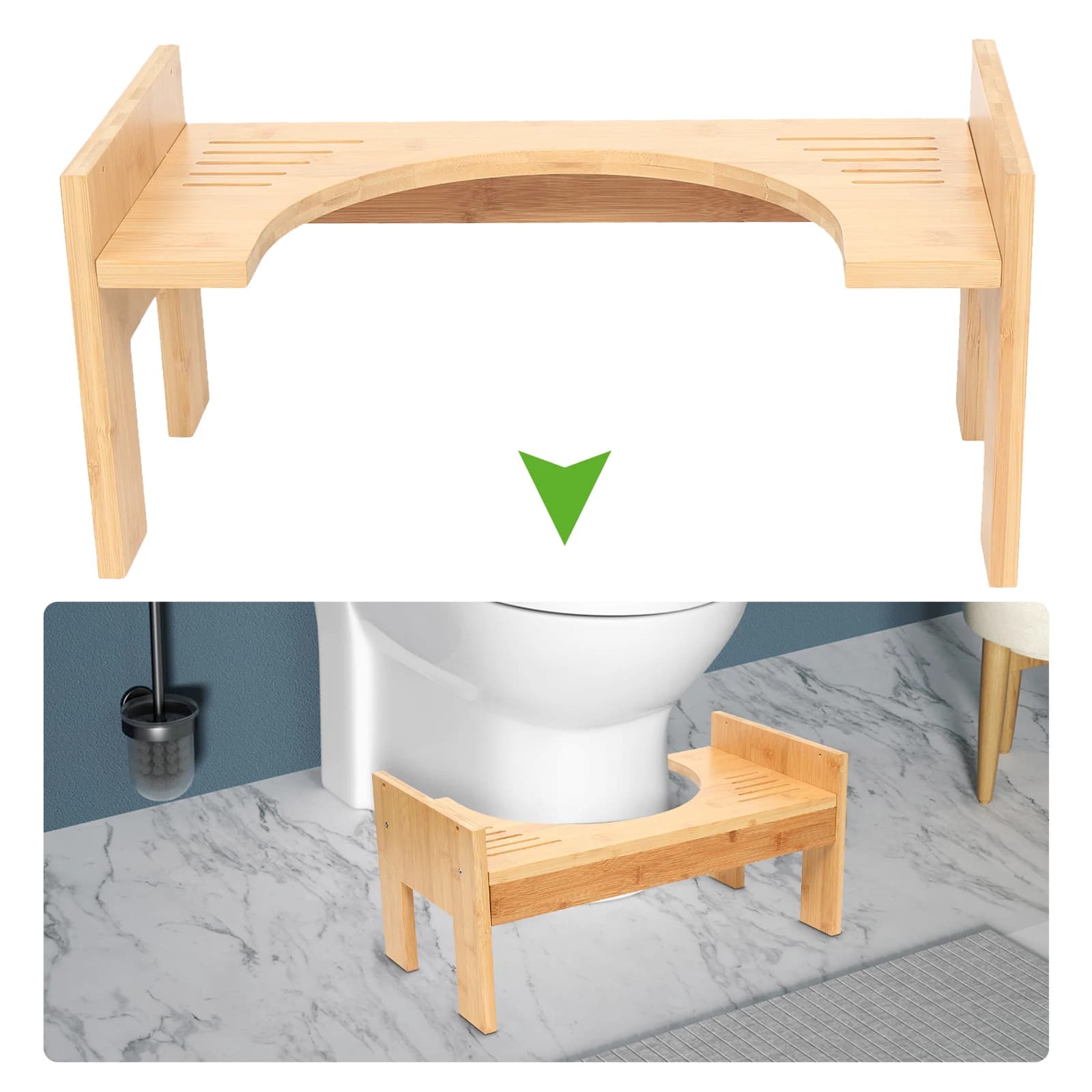 Tabouret de toilette en bambou, tabouret de merde, banc de Squat Portable, tabouret de pot pour adul