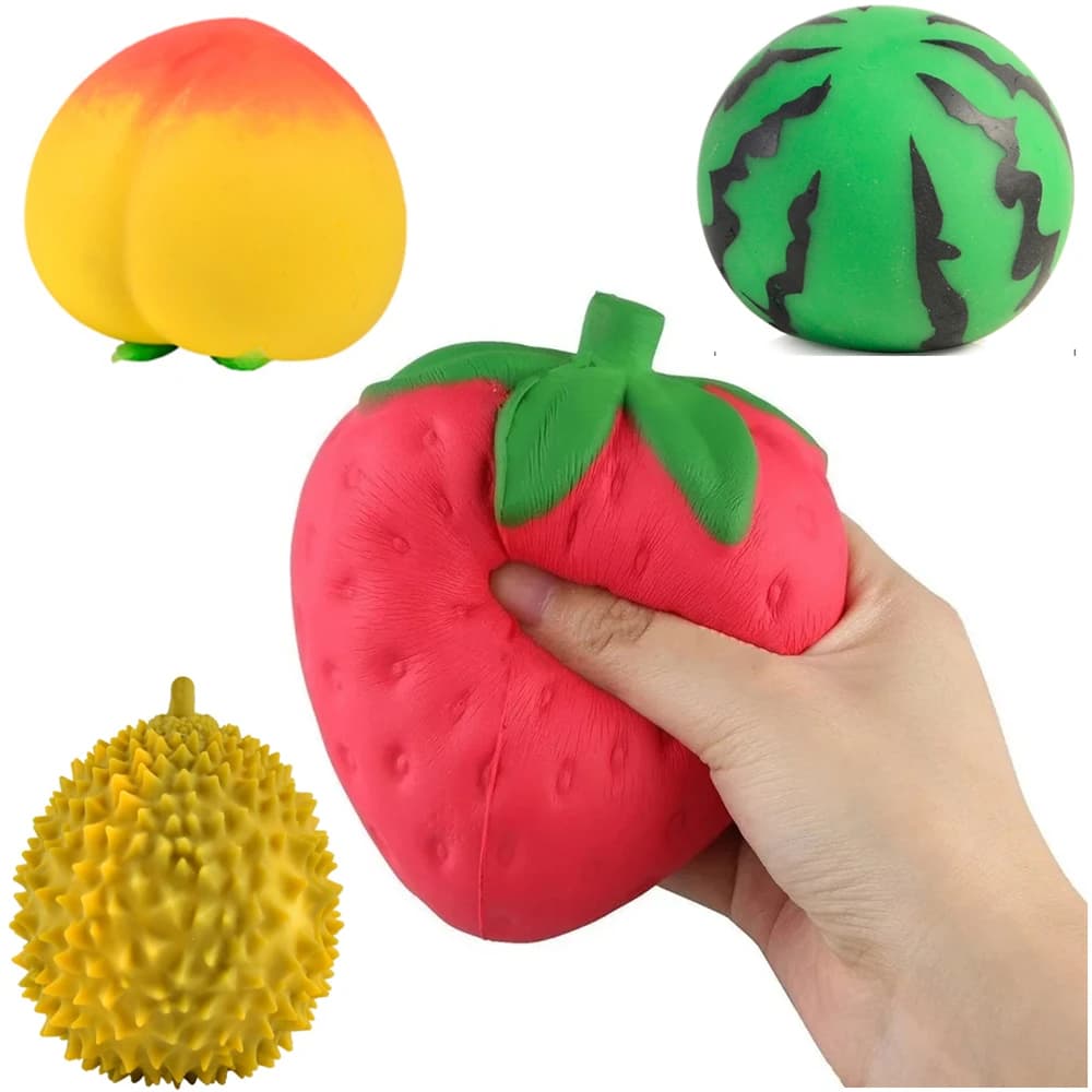 Jouet spongieux doux aux fruits de fraises – Soulagement du stress à montée lente pour enfants et ad