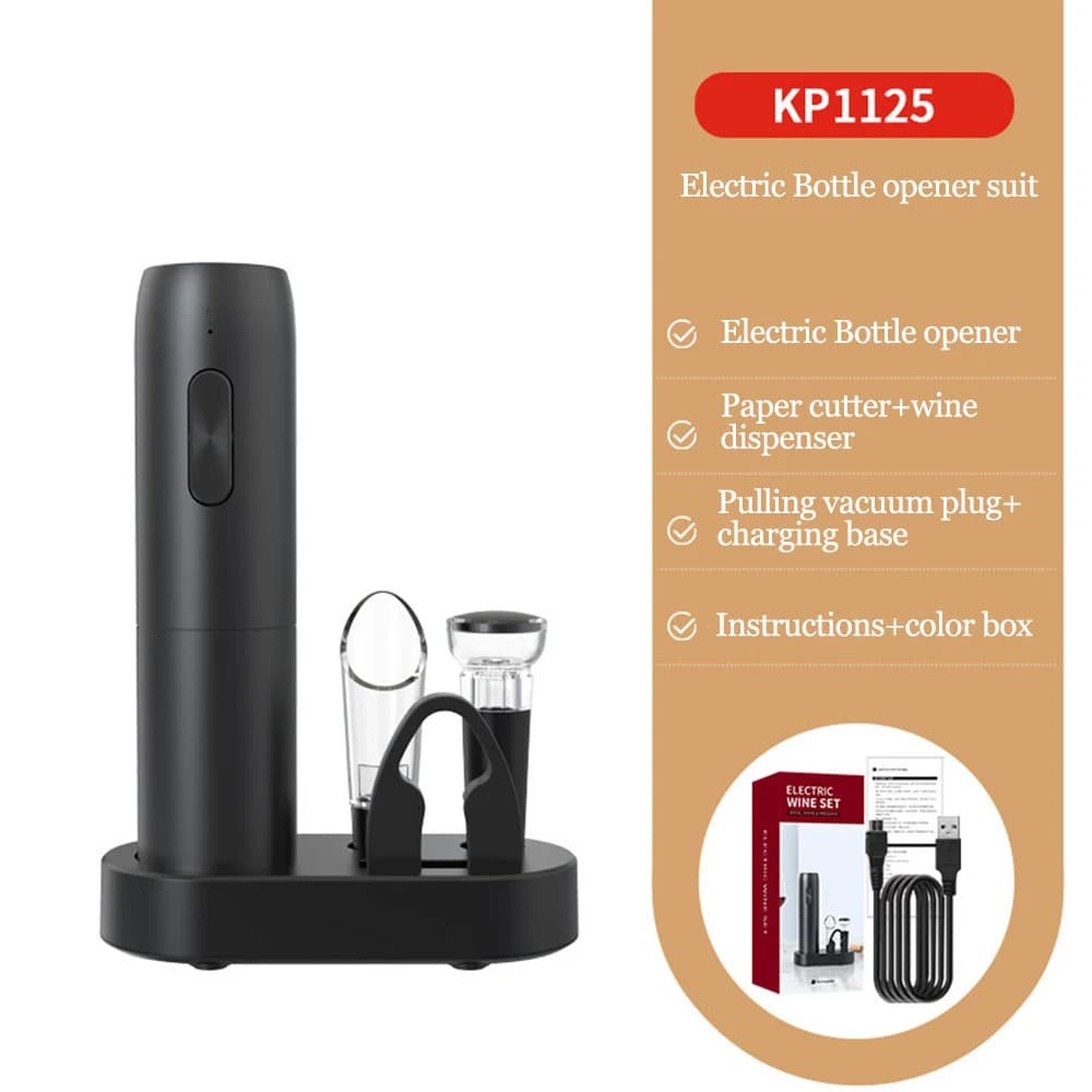 Ouvre-bouteille de vin électrique avec base de charge, tire-bouchon à vin rouge automatique, outils 