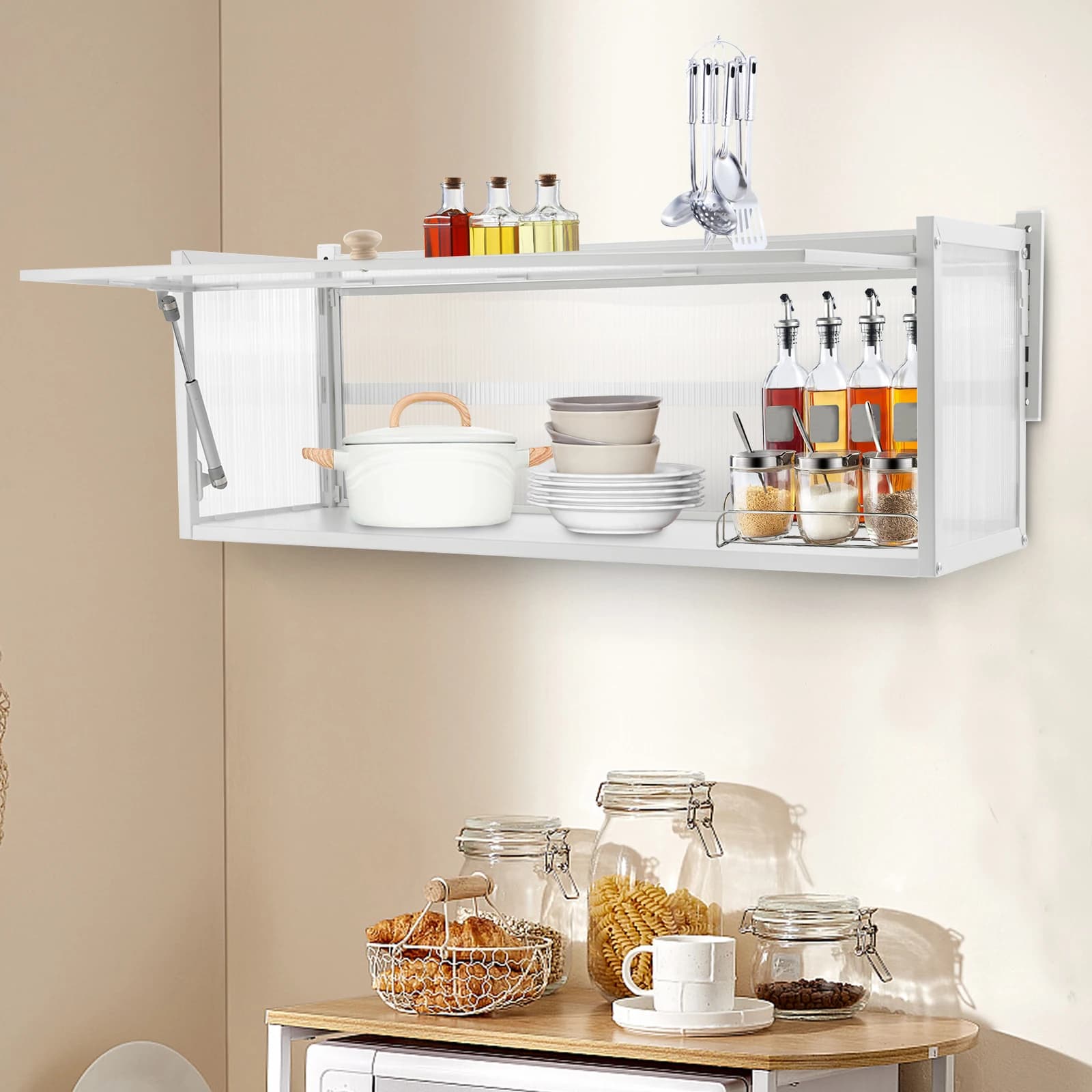 CNCEST-Armoires murales avec porte rabattable, armoire murale de cuisine, armoire de rangement pour 